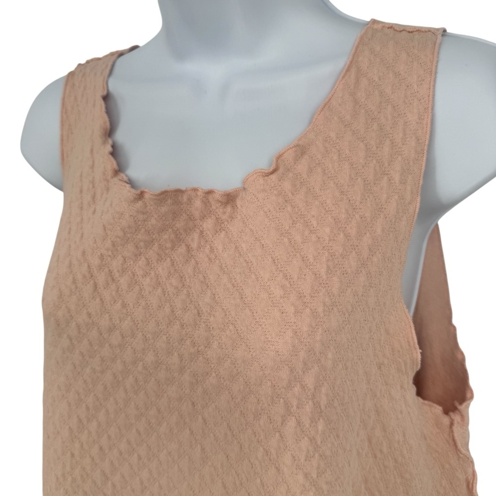 Haystacks Peach Cottagecore Texture Sleeveless Ruffle Summer Swing Dress Coverup - Picture 2 of 8